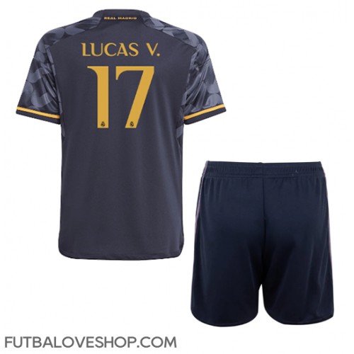 Dres Real Madrid Lucas Vazquez #17 Preč pre deti 2023-24 Krátky Rukáv (+ trenírky)